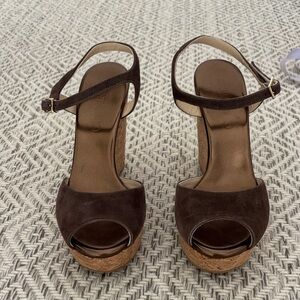Jimmy Choo Brown Suede Wedge Sz 38.5